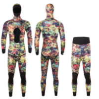 Open Cell 2-Piece Hooded High Waisted Pants Camo Spearfishing Wetsuit