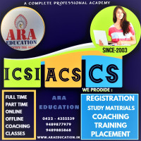 Admissions opened for CS (ACS) - CSEET, CS Executive and CS Professional at ARA Education - No.1 CS (ACS) Coaching Institute in Coimbatore, Tamilnadu.
