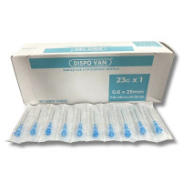 Premium Quality Dispo Van Hypodermic Needle - 23G x 1 Inch (100 Units Pack)