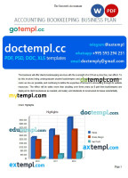 accounting bookkeeping business plan template in Word and PDF formats