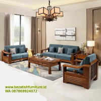 Sofa Ruang Tamu Model Terbaru Ukuran 321 Seat Dudukan Kursi Kayu Jati Modern Minimalis Asli Jepara